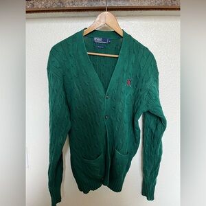 Ralph Lauren Green Cable Knit Cardigan
